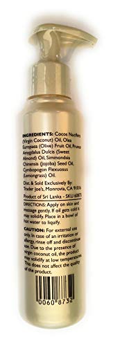 Trader Joes Lemongrass Coconut Body Oil with Almond and Jojoba Oils 4.8 FL OZ (143 ml)