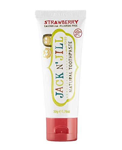 Jack N' Jill Natural Toothpaste for Kids - Fluoride Free Toothpaste, 40% Xylitol, BPA Free - Strawberry, 1.76 oz (Pack of 6)