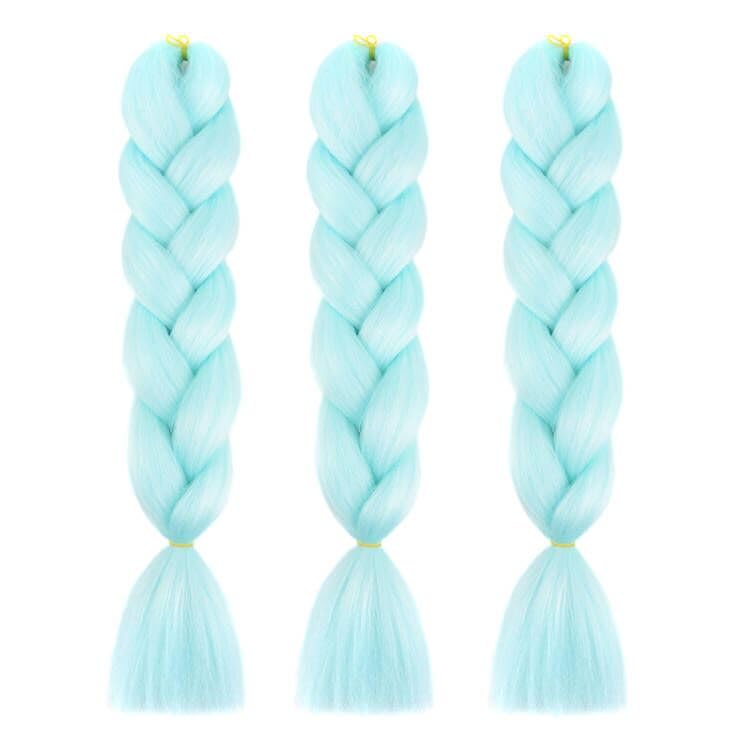 Xiaofeng Colorful Ombre Braiding Hair Extensions 24 Inch 3 Packs High Temperature Jumbo Crochet Braiding Hair for Box Twist Braids (24 Inch (Pack of 3), Light green)