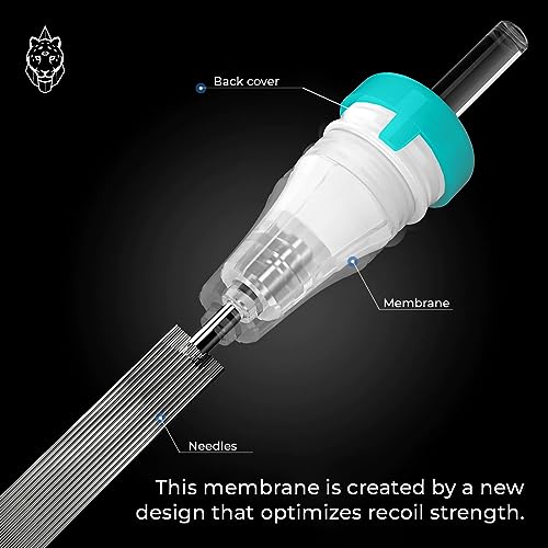20pcs Tattoo Cartridge Needles- Tattoo Needles Cartridges Sterilized with Membrane Mixed Sizes-Upgraded 2.0 Casing Design- Durable Tattoo Needles for Tattooing - Round Liner (1001RL)