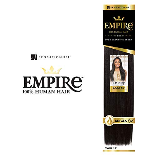 Sensationnel Empire yaki human hair - tangle free weaving for quick weave and sew in styles for faux highlights - 1 pack (10 inch, T2/27/613)