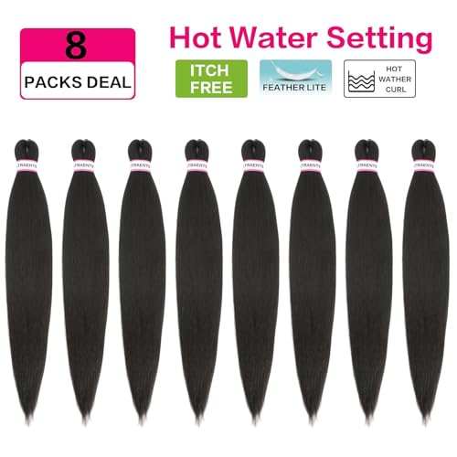 ATRAENTE Braiding Hair Pre Stretched,18 Inch 8 Packs Ombre Braiding Hair for Boho Box Braids Yaki Texture Hot Water Setting Soft And Light(18"4/grey)