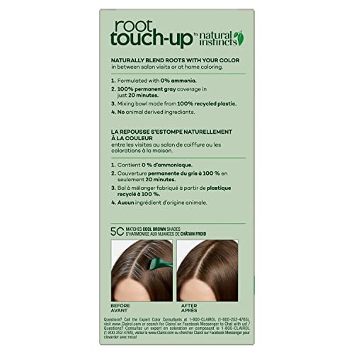 Clairol Root Touch-Up by Natural Instincts Permanent Hair Dye, 5C Cool Brown Hair Color, Pack of 2