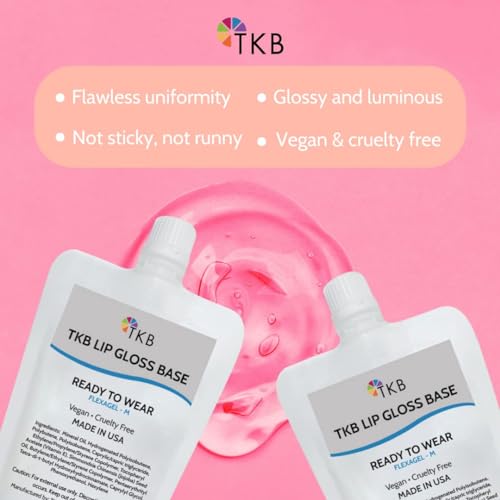 TKB Lip Gloss Base (Flexagel M) | Ready-to-Wear| Moisturizing, High Shine, Crystal Clear, Vegan and Cruelty free| Made in USA. (5.5oz (156g))