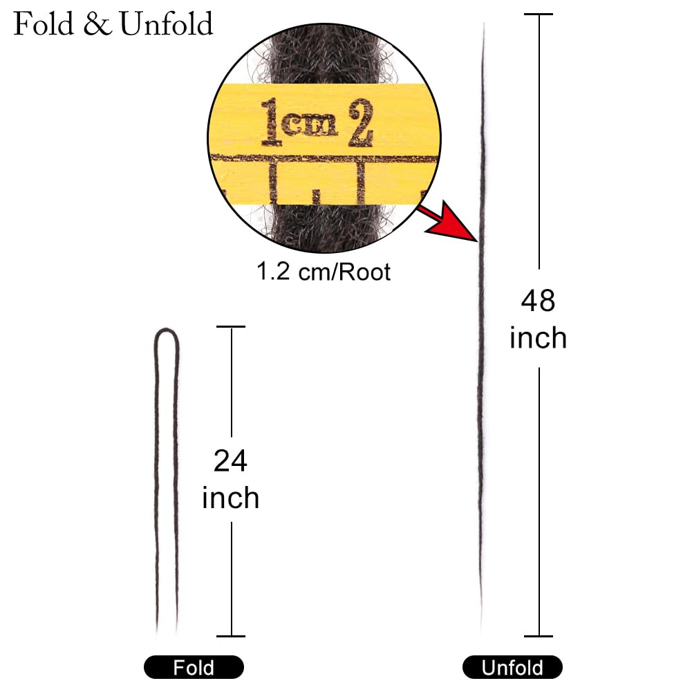 Aguacor Straight Dreadlocks Synthetic Double Ended Dreadlock Extensions 24inches 5 Strands Width 1.2cm Soft DE Black Brown Dreadlock Extensions for Women (5 Strands, 4#)