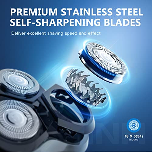 Men's Electric Shaver - LOBINH 3D Rechargeable Waterproof IPX7 Wet & Dry Shaving Electric Razor Rotary Shaver for Men with Pop-up Sideburn Trimmer,1 Hour Fast Charging, LCD Power Indicator - PA188