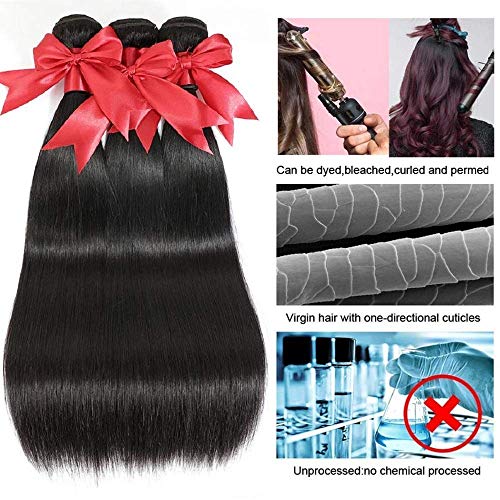 13x4 Transparent HD Lace Frontal 16 Inch 10A Brazilian Straight Frontal Closure Human Hair 100% Unprocessed Virgin Lace Closure Human Hair Pre Plucked with Baby Hair 150% Density Natural Black