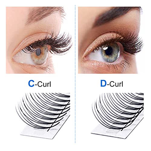 Volume Lash Extensions 3D 5D Premade Fans Eyelash Extensions 0.07mm Thickness C/D Curl 8-14mm Short Stem Premade Volume Eyelash Extensions Pointed Base Fans(3D-0.07-C, 8-14mm Mixed Tray)