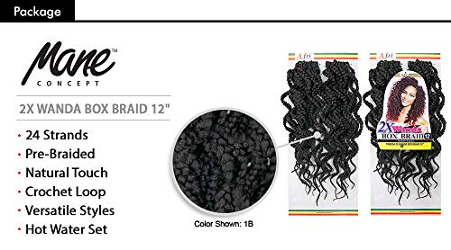 MULTI PACK DEALS! Mane Concept Synthetic Hair Crochet Braids 2X Wanda Box Braid 12" (3-PACK, T1B30)