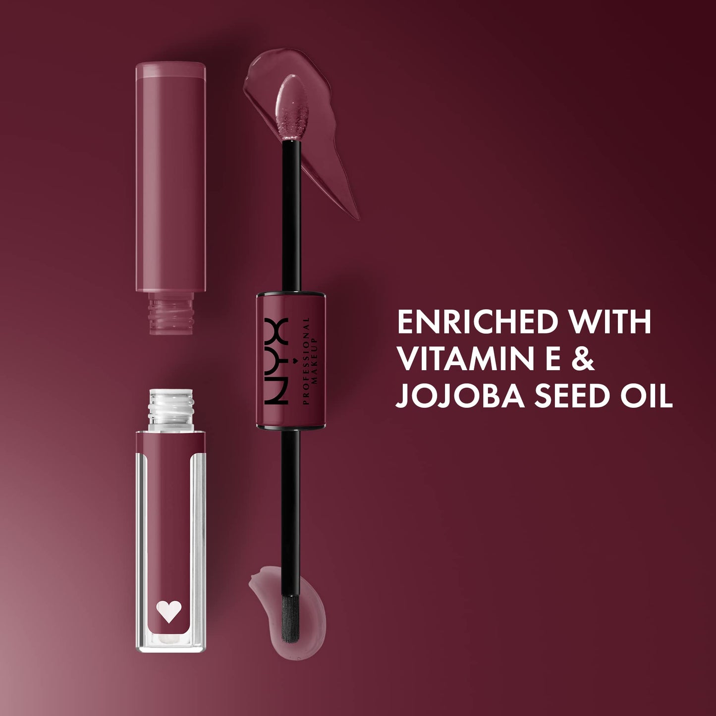 NYX PROFESSIONAL MAKEUP Shine Loud, Long-Lasting Liquid Lipstick with Clear Lip Gloss - Never Basic (Warm Burgundy)