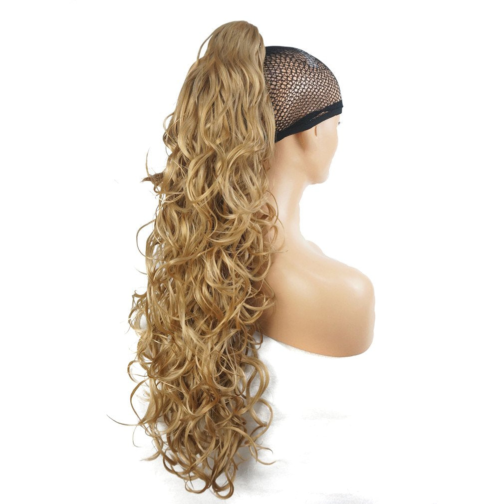 Lydell 30" Long Curly Styled Clip In Claw Ponytail Hair Extension Synthetic Hairpiece 280g with a jaw/claw clip (24B)