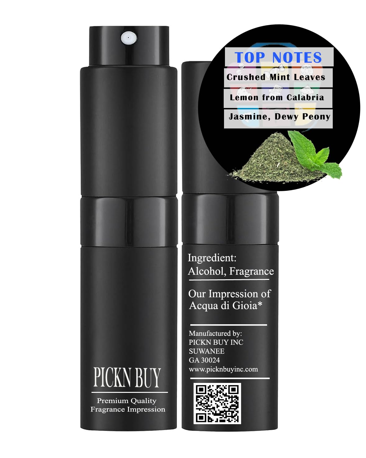 PICKN BUY Luxury Perfume for Women 0.34 Fl oz, Scent Compatible to Acqua Di Gioia Perfume, Made in USA, Long-Lasting Spray Comes in Refilable Bottle