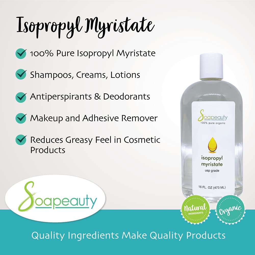 ISOPROPYL Myristate Cosmetic Grade for Soap Making, Fragrances, Shampoo, Creams & Lotion, Makeup & Adhesive Remover, Antiperspirants & Deodorants | 24 fl oz (2 x 12 fl oz)
