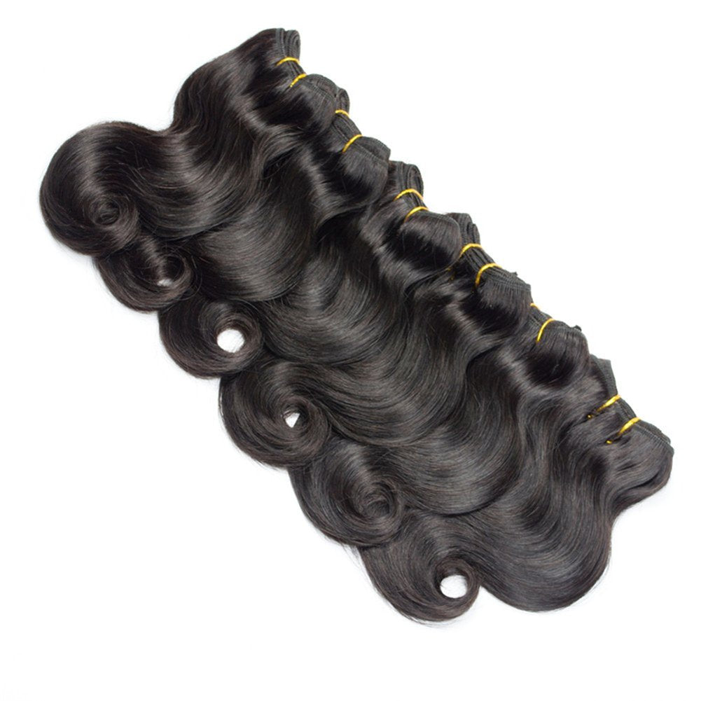 6 Bundles Brazilian Body Wave Virgin Hair Extension Human Hair Bundles 8 Inch Short Human Hair Virgin Brazilian Hair 50g/Bundle Human Hair Extensions (8"8"8"8"8"8", Natural)