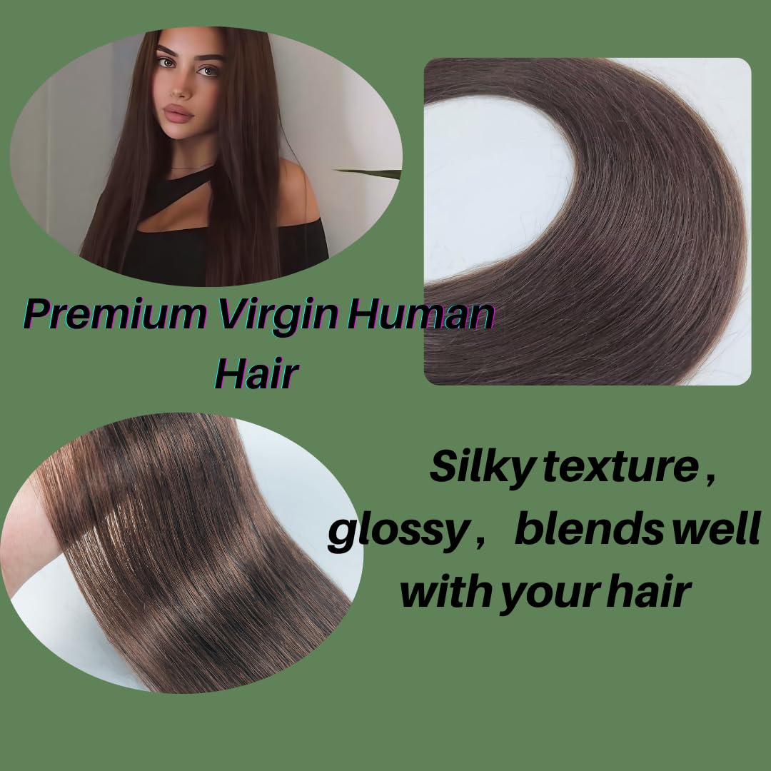 Dark Brown Tape in Hair Extensions Human Hair for Women Invisible Remy Human Hair Extensions Tape in Hair