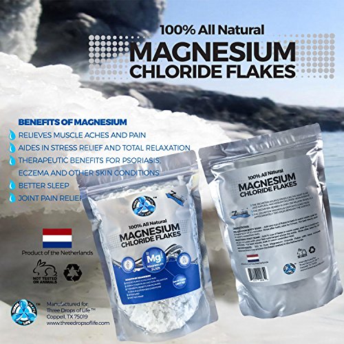 All Natural Magnesium Chloride Flakes, High Potency Absorption, Chloride Wins Over Epsom, Magnesium Directly from the Source, Numerous Health Benefits - 2lb Bulk Bag (1 Pack)