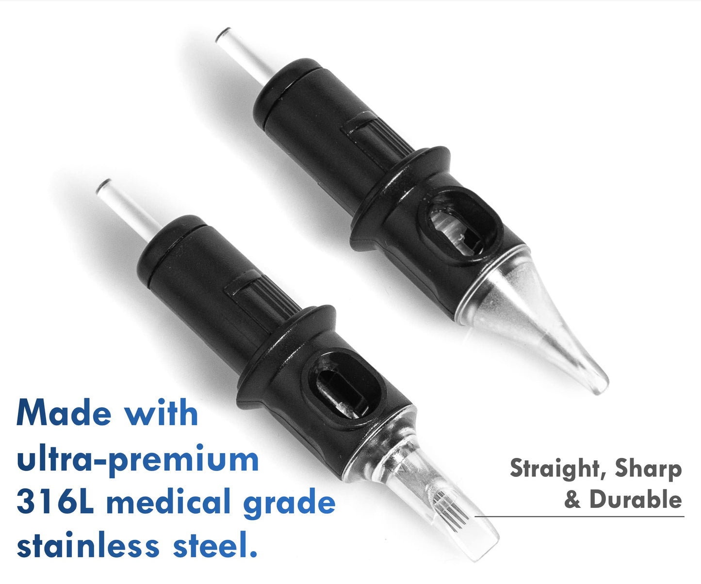 Illusionist Ultra Premium Professional Cartridge Needles w/Grip Wrap Tape #12 Round Liner 20 Pack (1203RL)