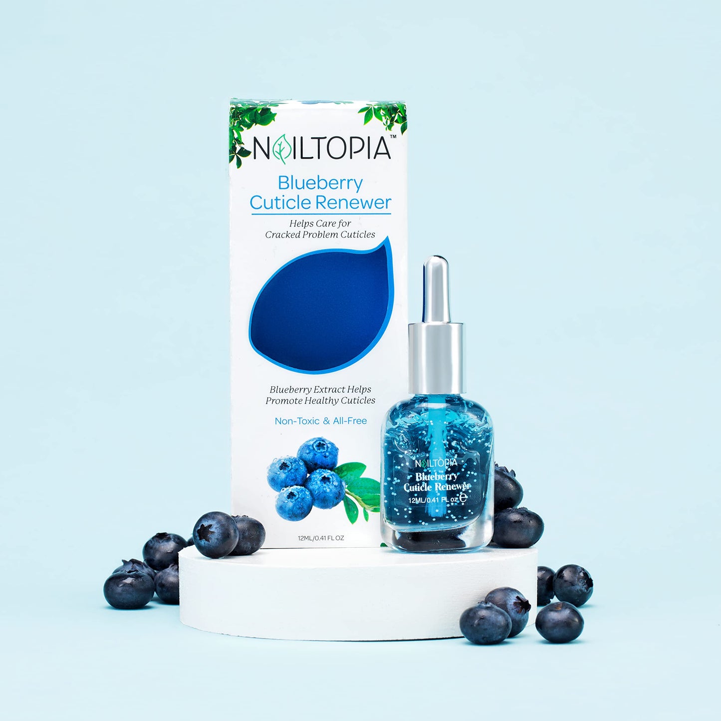Nailtopia Blueberry Cuticle Renewer - Strengthening Moisturizing Treatment for Dry, Damaged Skin and Nails - Infused with Essential Antioxidants and Vitamins - All Natural, Vegan Formula - 0.41 oz