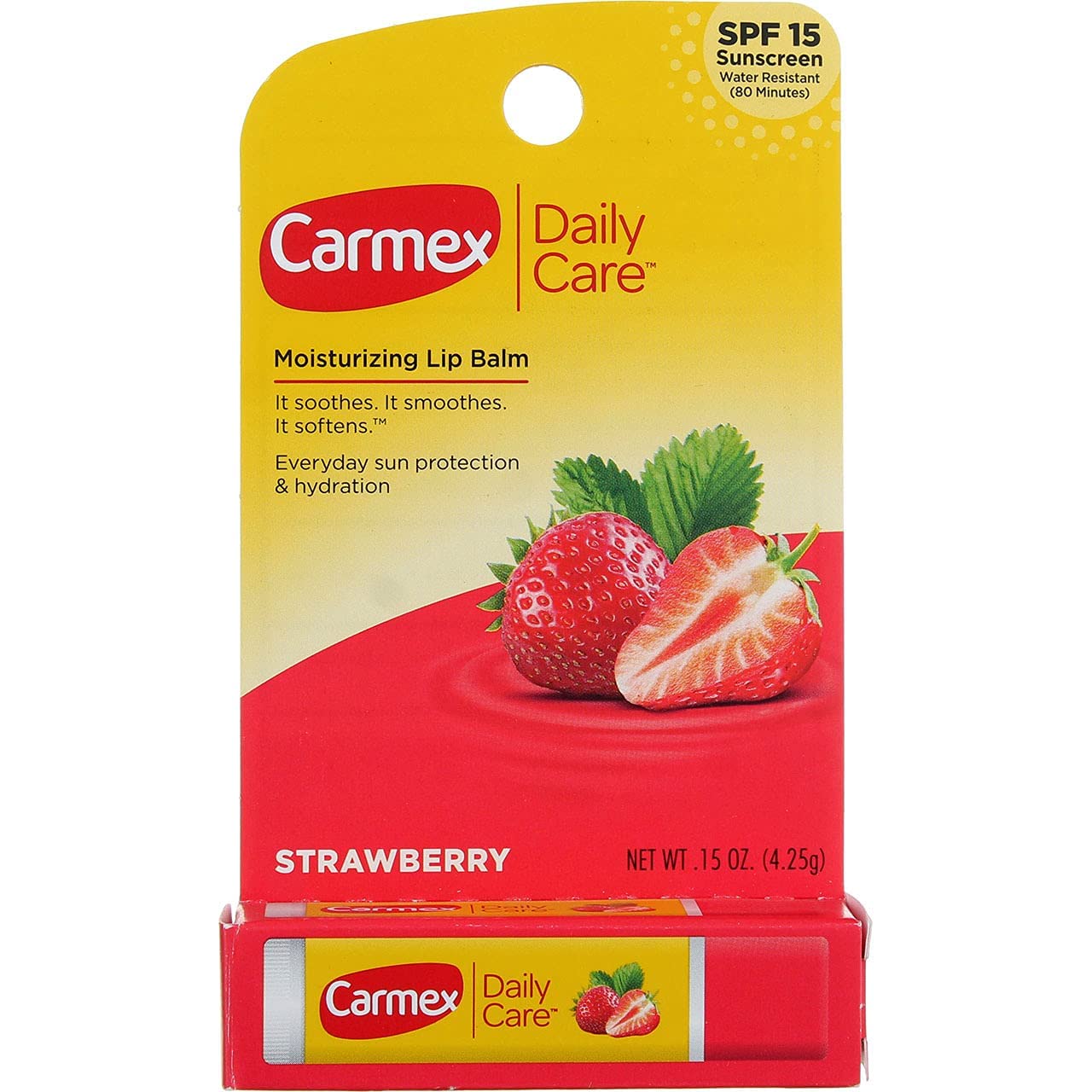 Carmex Click-Stick Moisturizing Lip Balm SPF 15 Strawberry 0.15 oz (Pack of 4)