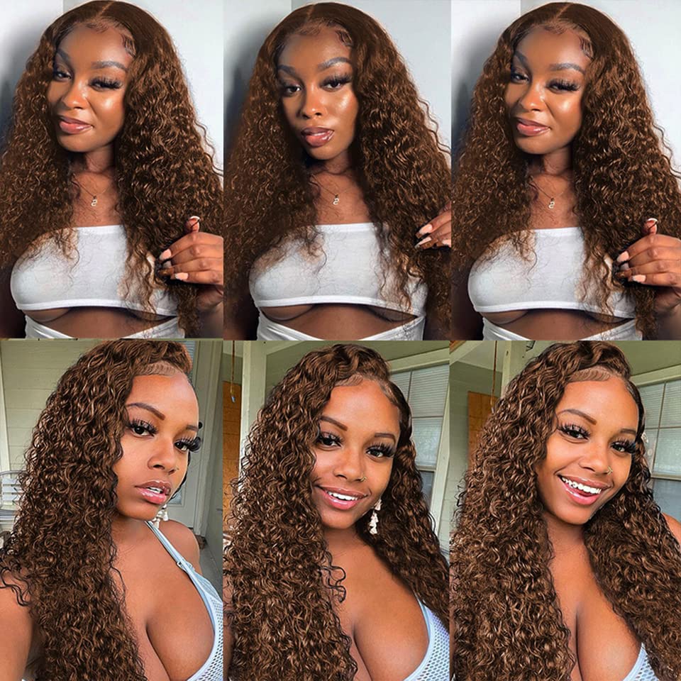 Colcor #4 Brazilian Virgin Hair - Chocolate Brown Water Wave Bundles, 14/16/18 Inch, 3 Bundles, Unprocessed Human Hair