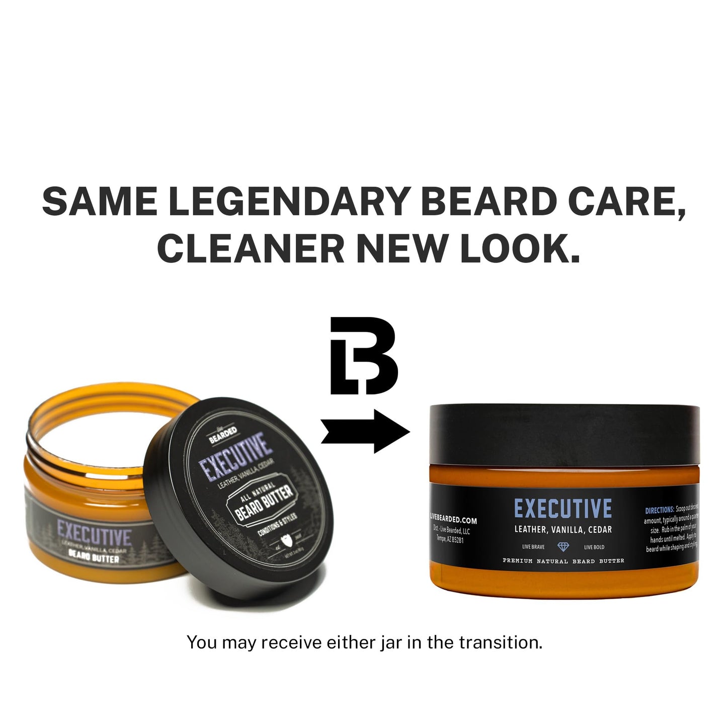 Live Bearded Beard Butter, 3 fl oz - Made in the USA - All-Natural Leave-in Conditioner and Softener with Shea | Executive Scent - Cedar, Vanilla