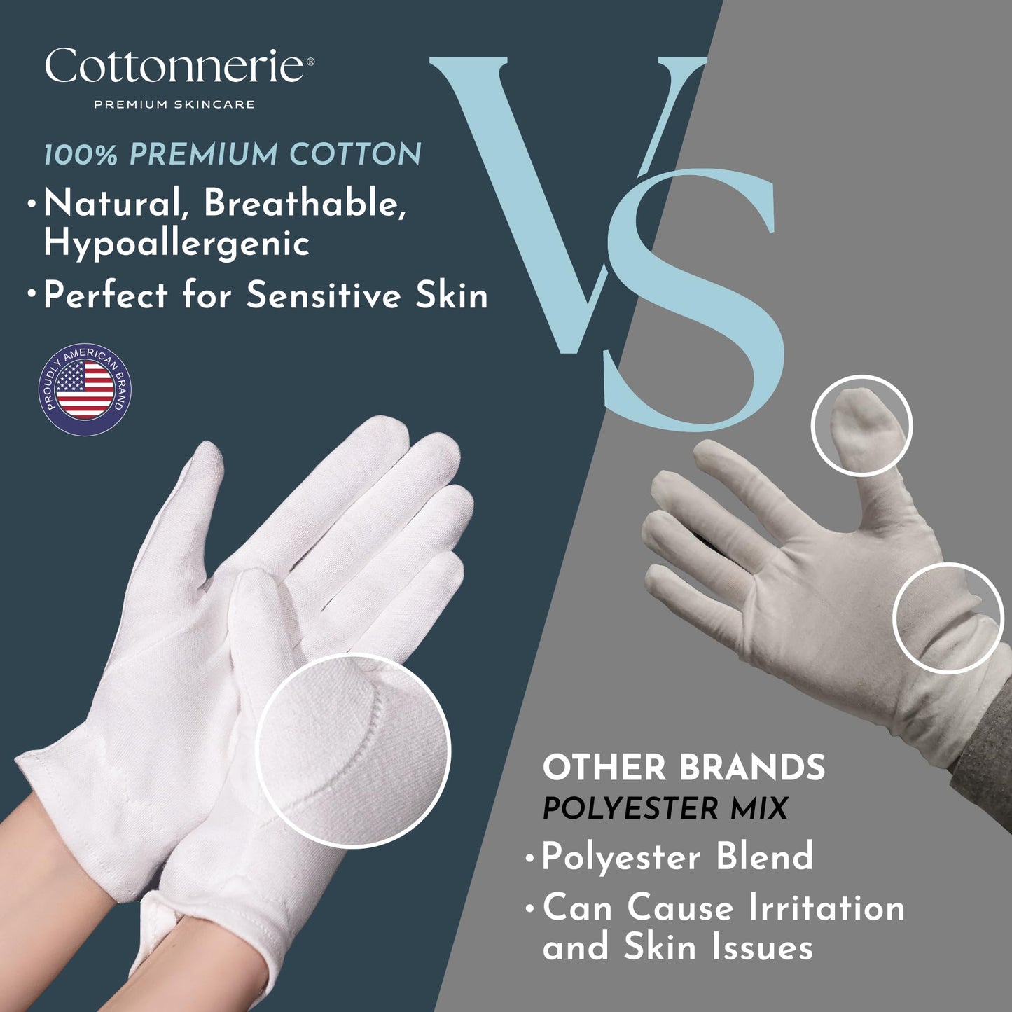 Cottonnerie Cotton Gloves for Dry Hands Sleeping, Moisturizing Gloves Overnight, Hand Moisturizer Gloves, Moisture Gloves for Dry Hands Overnight, Sleeping Gloves, Eczema Gloves, Medium 1 Pair
