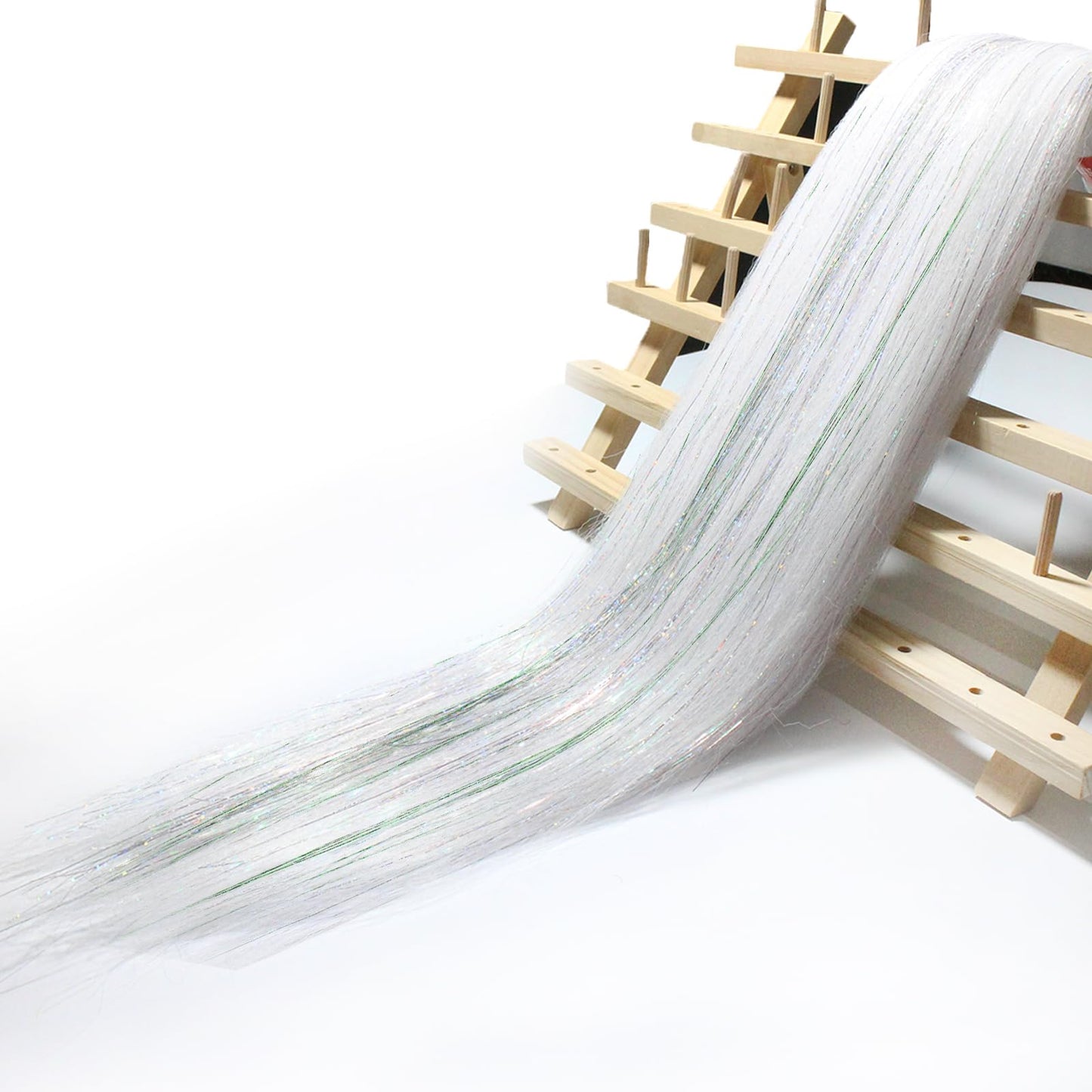 RUN SHUI Cream White Mix Tinsel Pre stretched Braiding Hair 2 Packs Pre feathered Braid Hair Extensions 30 Inches Hair Braids