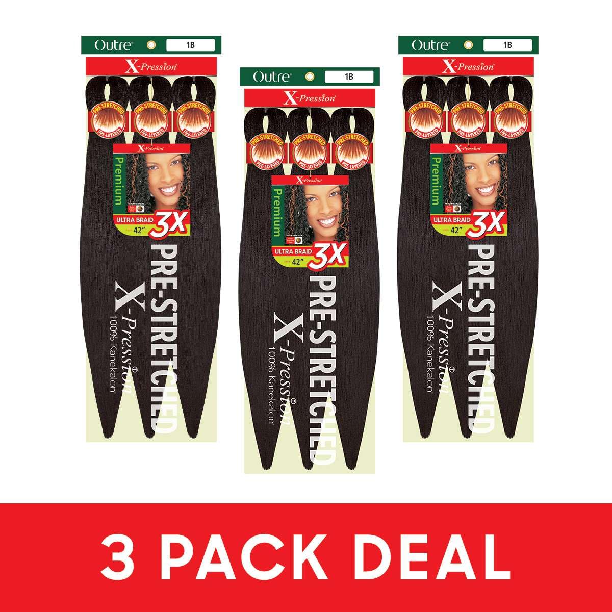 Outre X-Pression Braid Pre Stretched Braid 42" 3X (3 Pack, 2T1B/Indigo)