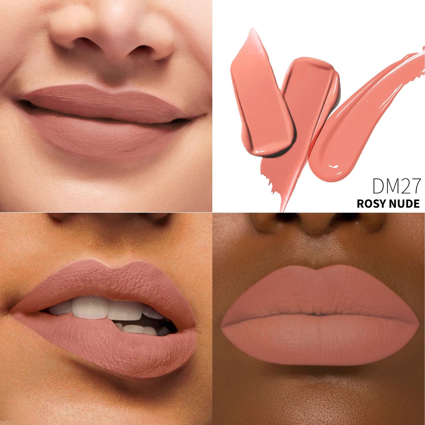 Depuplum Nude Lipstick Matte for Women Superstay Long Lasting Brown Lipstick Smudgeproof Liquid Lipsticks Cruelty Free Lip Makeup (DM27 Rosy Nude)