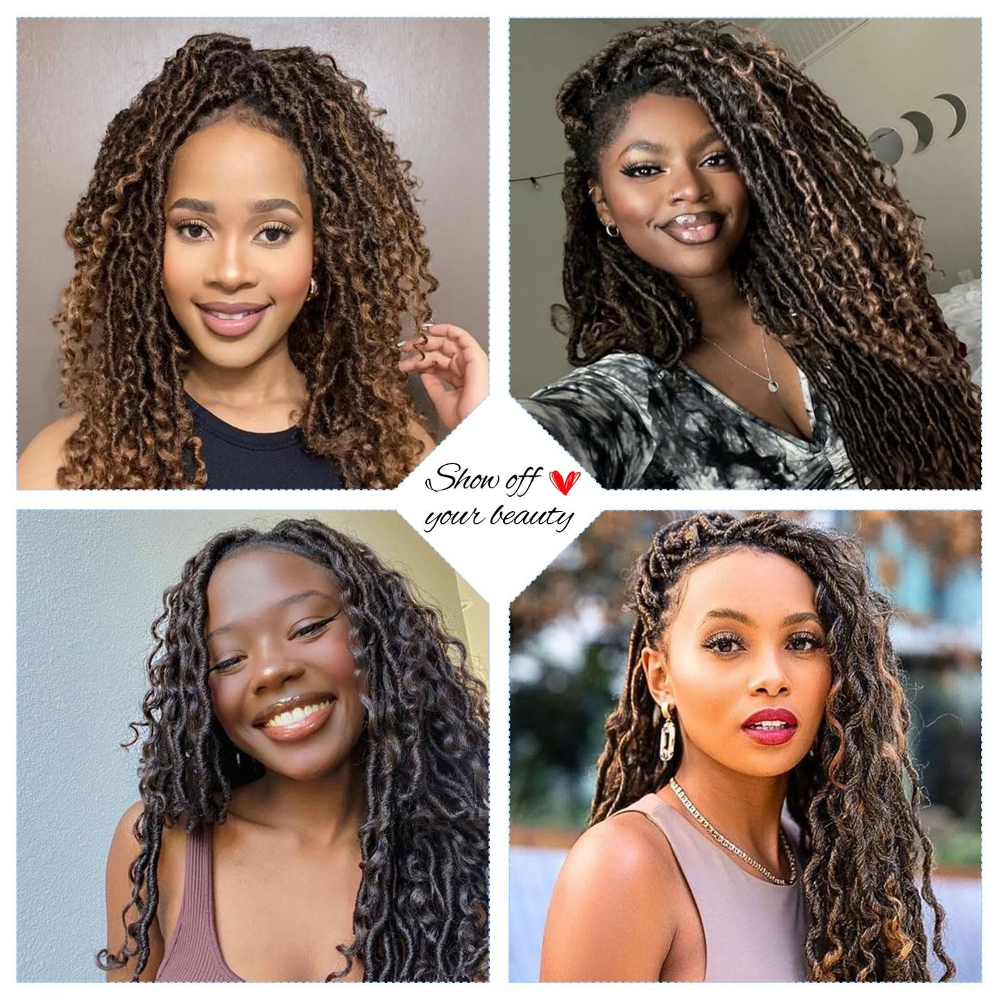 8 Packs Boho Faux Locs Crochet Hair 10 Inch Crochet Soft Locs with Curly Ends Pre-looped Goddess Locs Crochet Hair for Black Women 1B/27 Boho River Locs Crochet Hair