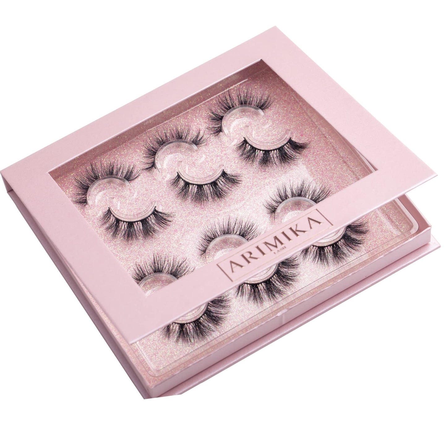 Arimika 6 Pairs Dramatic Look 3D Mink Lashes, Flared Wispy Fluffy False Eyelashes, Reusable Strip Lashes A17