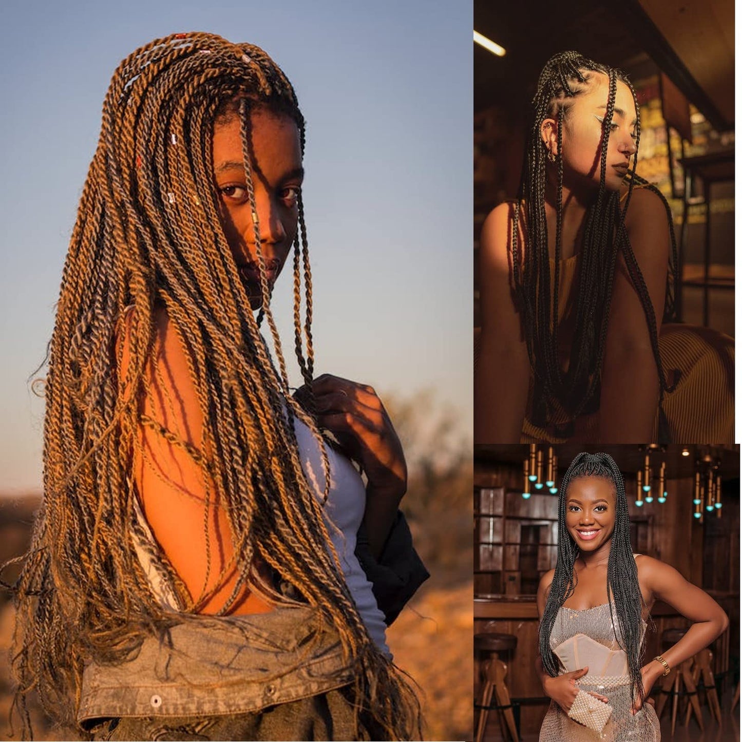 RUN SHUI Ombre Pre stretched Braiding Hair, 36 inches Braid Hair Extensions, 8 packs Multi Color blend braiding hair pre-stretched, Crochet Hair Braiding(36''-8packs, 1b/30/27)