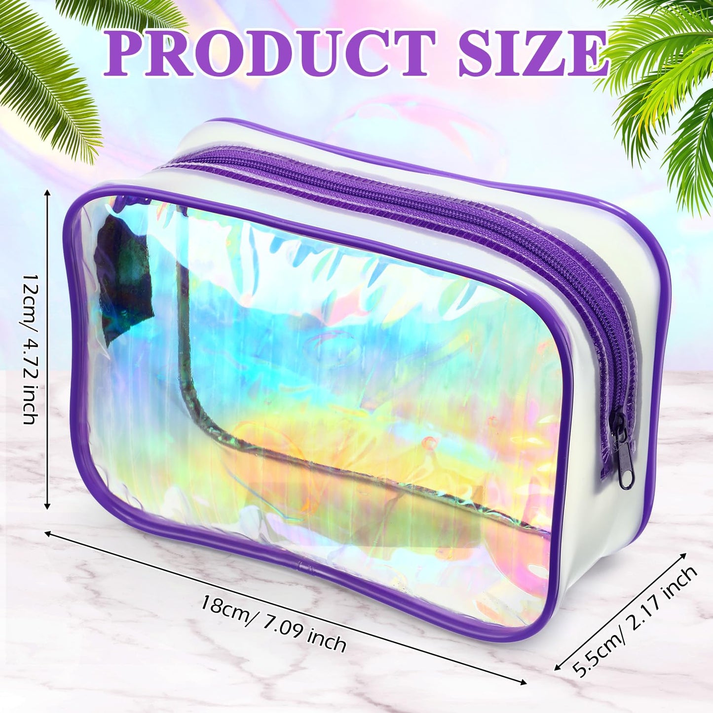 Weewooday 12 Pieces Clear Makeup Bags Cosmetic Storage Bags PVC Zipper Pouches Travel Waterproof Makeup Plastic Case for Women Organizing Toiletries Traveling Bathroom(Medium,Dazzling)