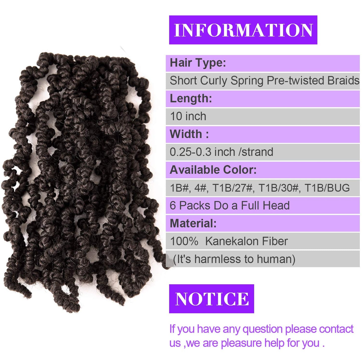 3 Packs Short Curly Spring Pre-twisted Braids Synthetic Crochet Hair Extensions 10 inch 15 strands/pack Ombre Crochet Twist Braids Fiber Fluffy Curly Twist Braiding Hair Bulk (10“ (pack of 3), 4#)