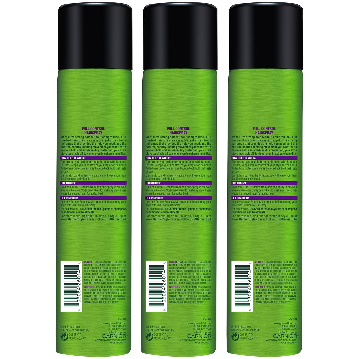 Garnier Fructis Style Full Control Anti-Humidity Hairspray, 8.25 Oz, 3 Count (Packaging May Vary)