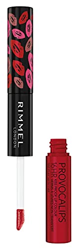 Rimmel London Provocalips 16hr Kiss-Proof Lip Color - Two-Step Liquid Lipstick to Lock in Color and Shine - 550 Play With Fire, .14 fl.oz.