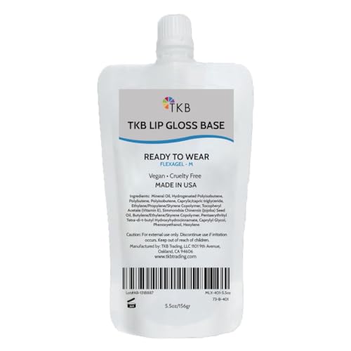 TKB Lip Gloss Base (Flexagel M) | Ready-to-Wear| Moisturizing, High Shine, Crystal Clear, Vegan and Cruelty free| Made in USA. (5.5oz (156g))