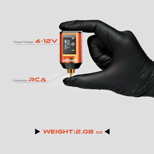 Wireless Tattoo Battery Pack, Rechargeable Cordless Tattoo Power Supply Portable RCA Lithium Battery Pack 1500mAh Capacity with LED Digital Display for Tattoo Pen Rotary Tattoo Machine WB11-B