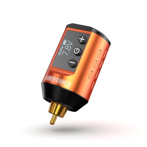 Wireless Tattoo Battery Pack, Rechargeable Cordless Tattoo Power Supply Portable RCA Lithium Battery Pack 1500mAh Capacity with LED Digital Display for Tattoo Pen Rotary Tattoo Machine WB11-B