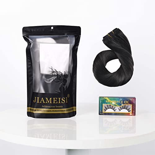 Clip In Human Hair Extensions,Double Weft 70g 7pcs Silky Straight Human Hair Clip In Extensions #1 Jet Black 12inch Remy Hair