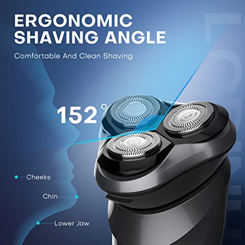 Men's Electric Shaver - LOBINH 3D Rechargeable Waterproof IPX7 Wet & Dry Shaving Electric Razor Rotary Shaver for Men with Pop-up Sideburn Trimmer,1 Hour Fast Charging, LCD Power Indicator - PA188