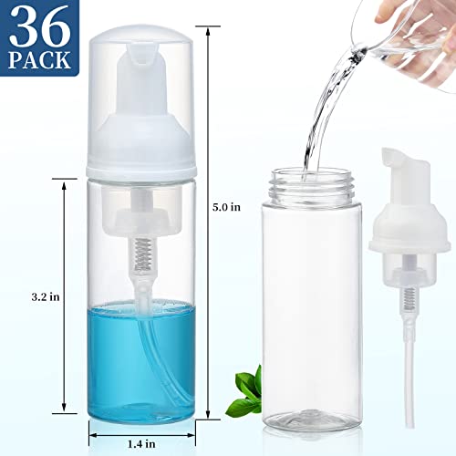 36 pcs 2oz Empty Foam Soap Dispensers Bottle Mini Lash Cleanser Bottles Refillable Cleaning for Shampoo Lotion Hand Sanitizer Cosmetics Castile BPA-Free