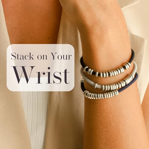 By Lilla Hair Ties for Women No Damage – The Original Bracelet Hair Tie – Hand Made Jewelry with Luxury Elastic and Tarnish Free Gold and Silver – Boho Hair Accessories and Wrist Stacks (Disc)