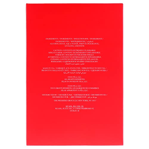 FILA RED Fragrance for Men - Eau de Toilette Spray with Notes of Bergamot, Jasmine, Nutmeg, Sandalwood, and More - Sport-Inpired Scent for Day or Night - 3.4 oz.