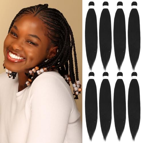 ATRAENTE Braiding Hair Pre Stretched,18 Inch 8 Packs Ombre Braiding Hair for Boho Box Braids Yaki Texture Hot Water Setting Soft And Light(18"4/grey)