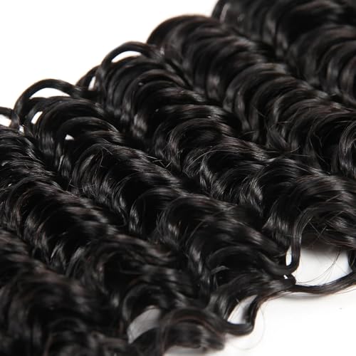 Human Hair Deep Wave Bundles Natural Black Color Unprocessed Brazilian Virgin Hair 16 Inch Loose Deep Wave Human Hair Bundles