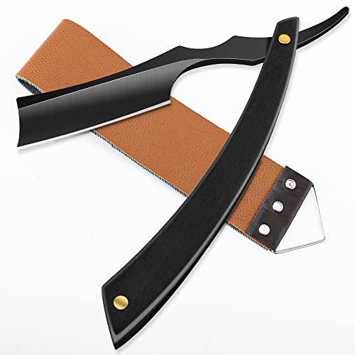 Straight Razor With Strope - Professional Straight Edge Barber Premium Stainless Steel Shaver With Shaving Strop for Men Home & Salon Grooming Using (NO.148)