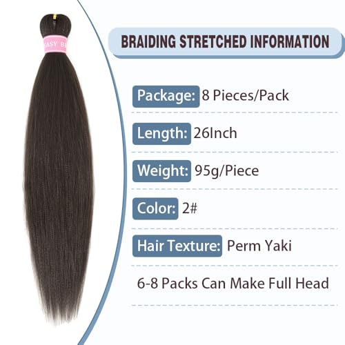 ZERAL Braiding Hair Pre Stretched 26 Inch 8 Packs Braiding Hair Professional Itch Free Yaki Texture Hair Extensions for Braids Synthetic Hair Braiding for Women and Girls (4#)