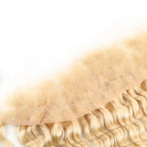 ELIHAIR Lace Frontal Closure 13x4 Ear to Ear Lace Frontal Free Part #613 Blonde Deep Wave Hair Weaves Pre Plucked Frontal With Baby Hair Brazilian Virgin Human Hair 12inch