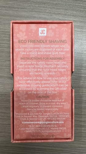 Jungle Culture Safety Razor with 10 Double Edge Blades • Single Blade Metal Razors for Women & Men for Body & Face • Eco Friendly & Reusable Shaver • Rose Gold